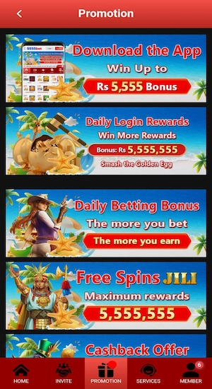 5555Bet Game Bonuses